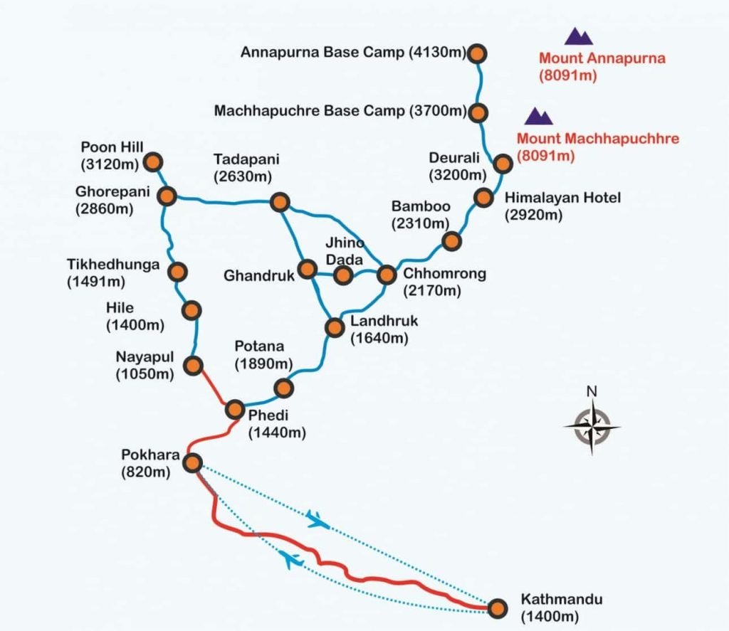 Annapurna map trek 